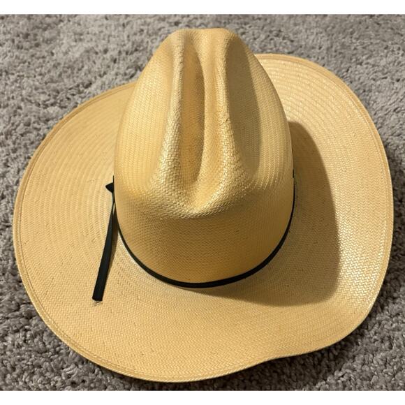 Stetson Genuine Handwoven Formosan Western Straw Hat Size 56 (7) main image 5